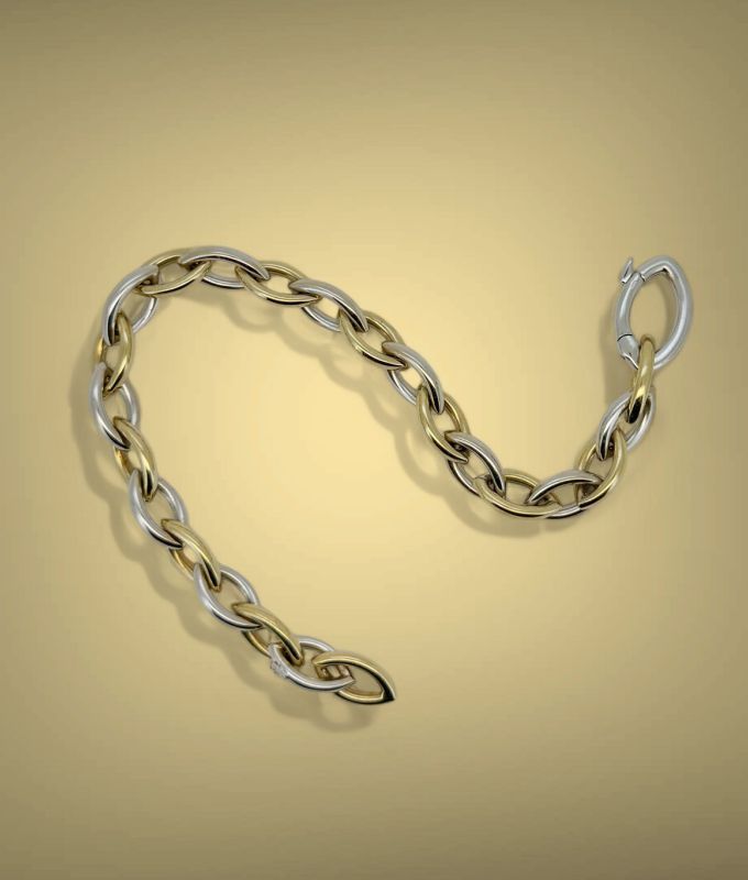 bicolor armband , navet schakel.jpg